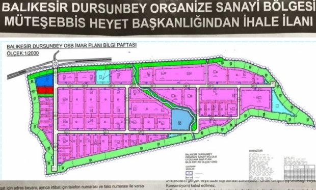 Dursunbey Organize Sanayi Bölgesi Alt Yapı İhalesine Çıkıyor