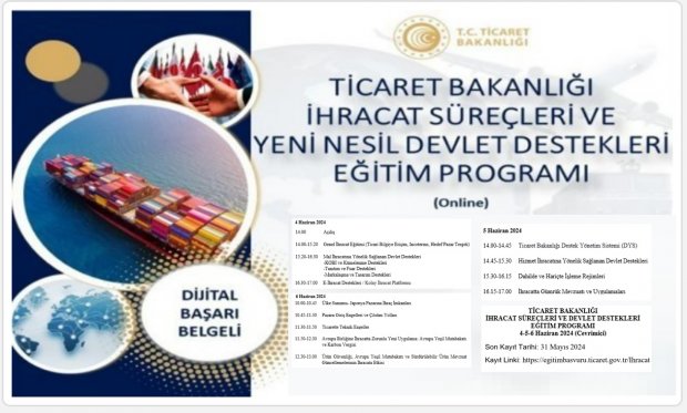 TICARET BAKANLIĞI İHRACAT SÜREÇLERI VE DEVLET DESTEKLERI EĞITIM PROGRAMI