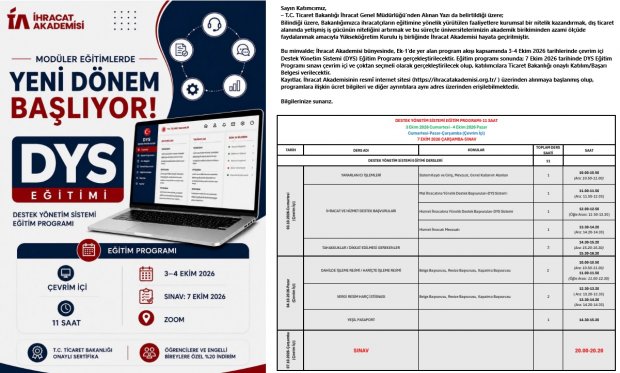 İhracat Akademisi DYS Çevrim İçi Eğitim Programı Hakkında