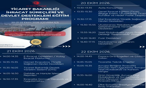 Ticaret Bakanlığı İhracat Süreçleri ve Devlet Destekleri Eğitim Programı Hakkında