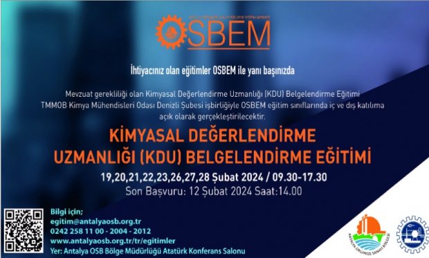 KİMYASAL DEĞERLENDİRME UZMANLIĞI (KDU) BELGELENDİRME PROGRAMI